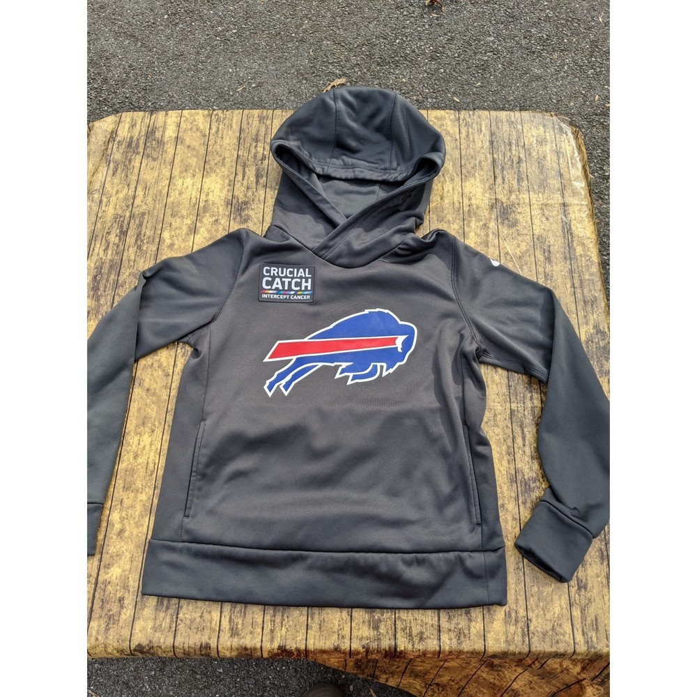 Nike Buffalo Bills NFL Crucial Catch Intercept Cancer Gray Hoodie Sweatshirt S